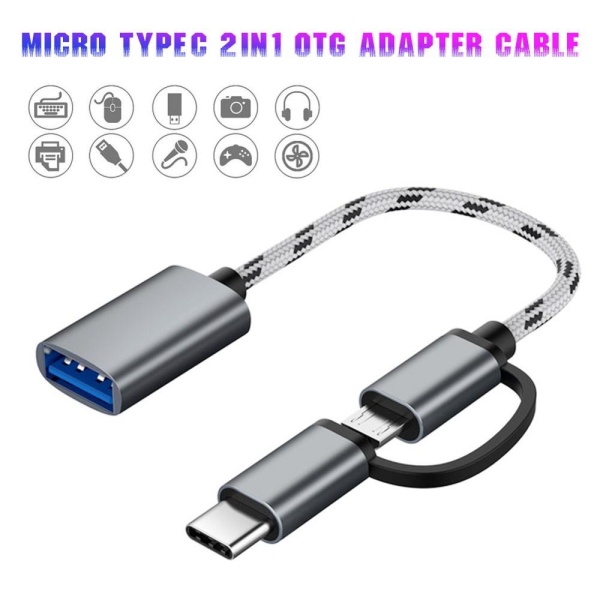 2 İn 1 Usb 3 0 Otg Adapter Nylon Braid Cable Micro Usb Type C Data