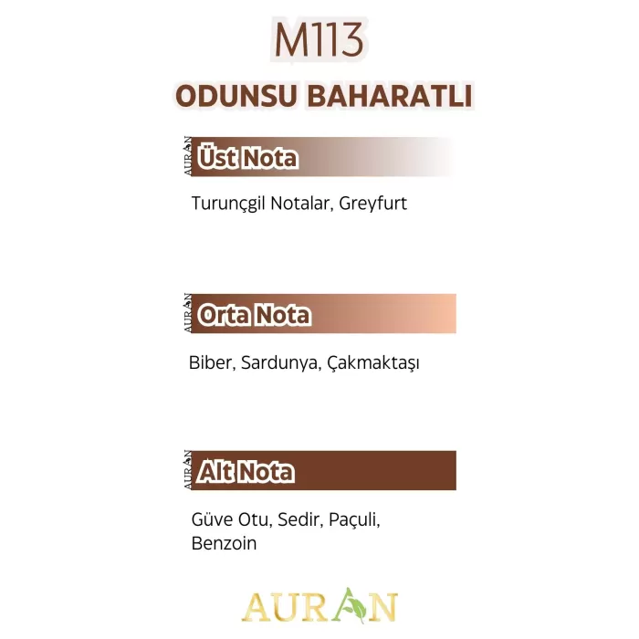 AURAN M113 - Terred Hermes Erkek Parfüm ODUNSU BAHARATLI 50ml