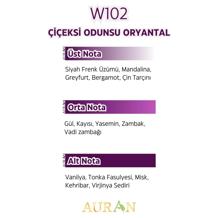 AURAN W102 - Amor Amor Kadın Parfüm ÇİÇEKSİ ODUNSU ORYANTAL 50ml