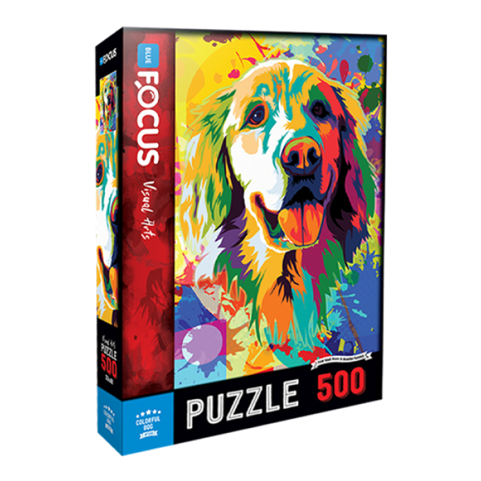 500 Parça - Colorful Dog Renkli Köpek Blue Focus Games