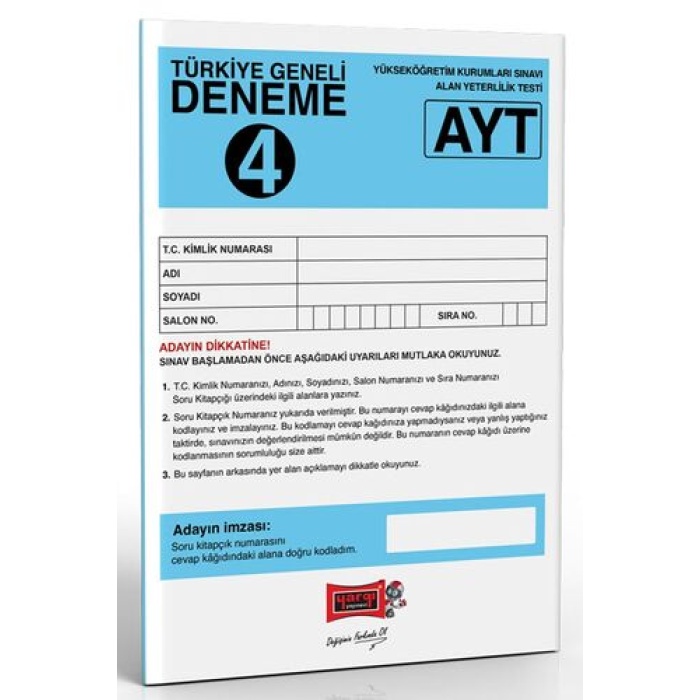 Yargı Yayınları AYT Türkiye Geneli Deneme 4