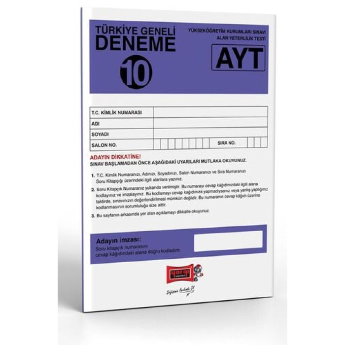 Yargı Yayınları AYT Türkiye Geneli Deneme Sınavı - 10