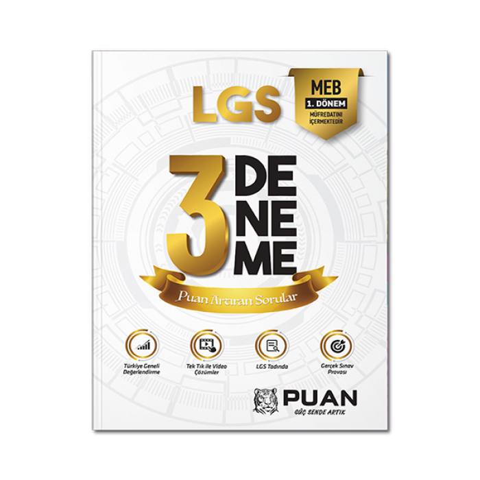 8. Sınıf LGS 1. Dönem Çözümlü 3 Deneme Puan Yayınları