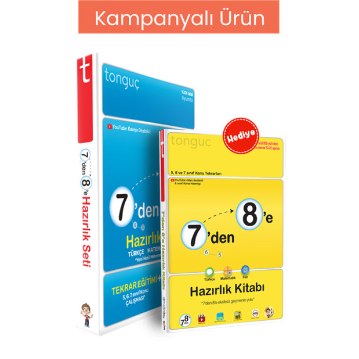 7den 8e Hazırlık Seti 10lu Paket (2 adet Hazırlık Kitabı Hediyeli)