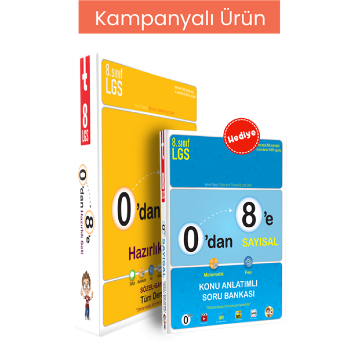 0dan 8e Hazırlık Seti 10lu Paket (2 adet Hazırlık Kitabı Hediyeli)