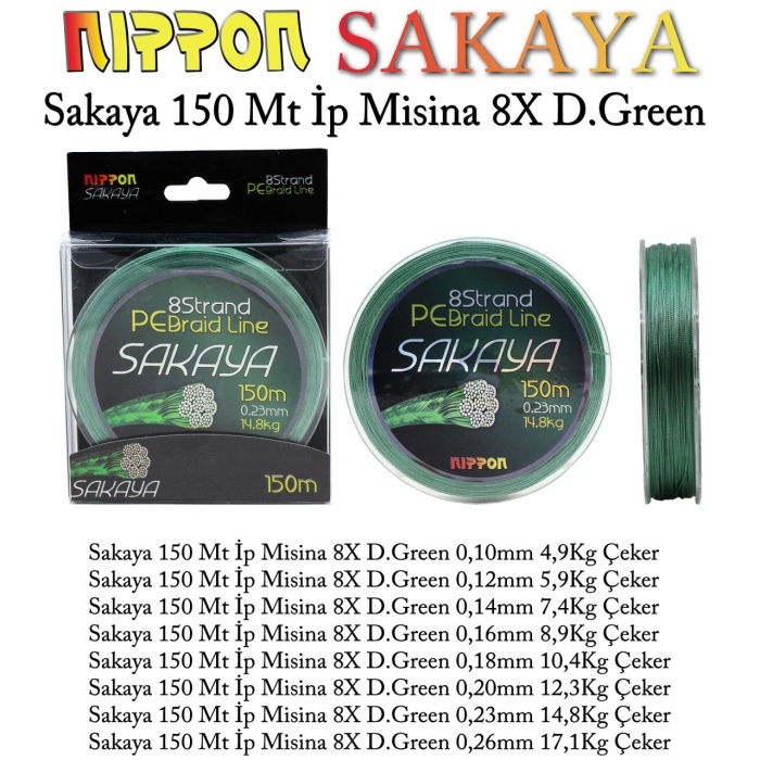 Nippon Sakaya 150 Mt İp Misina 8X D.Green