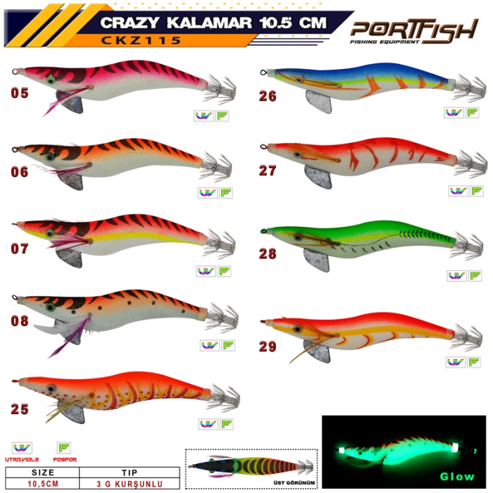 Portfish Crazy Kalamar Zokası 3.0# Kurşunlu 10,5 cm 15gr