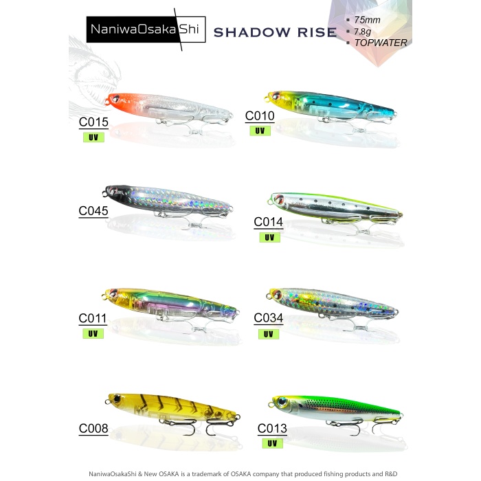 New Osaka Shadow Rise 85 mm 11.7gr Top Water Maket Balık