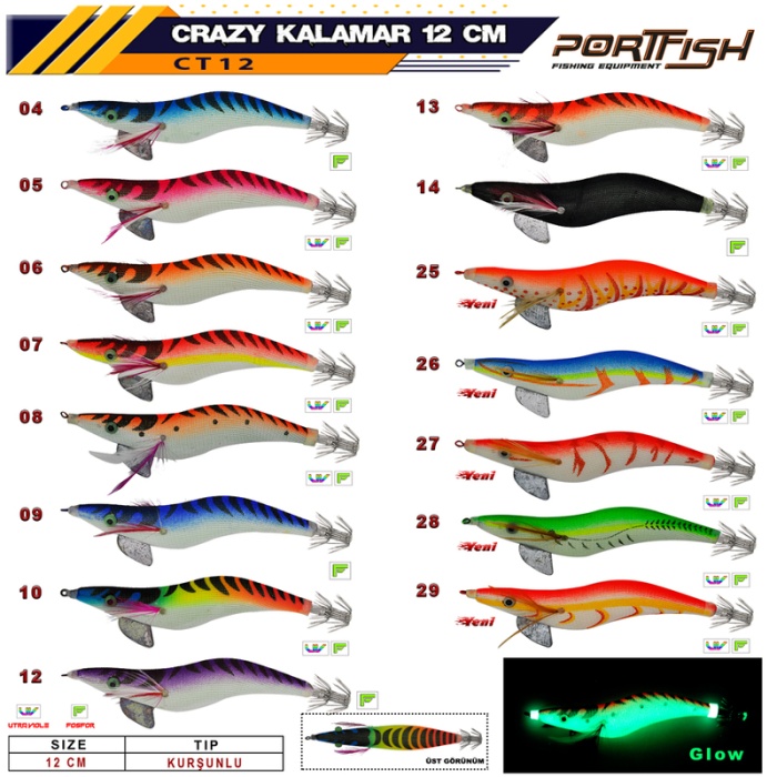 Portfish Crazy Kalamar Zokası 3,5 Kurşunlu 12 cm