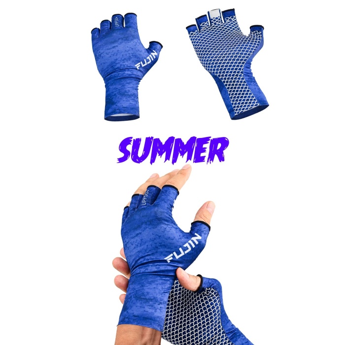 Fujin Pro Angler Summer Gloves Blue