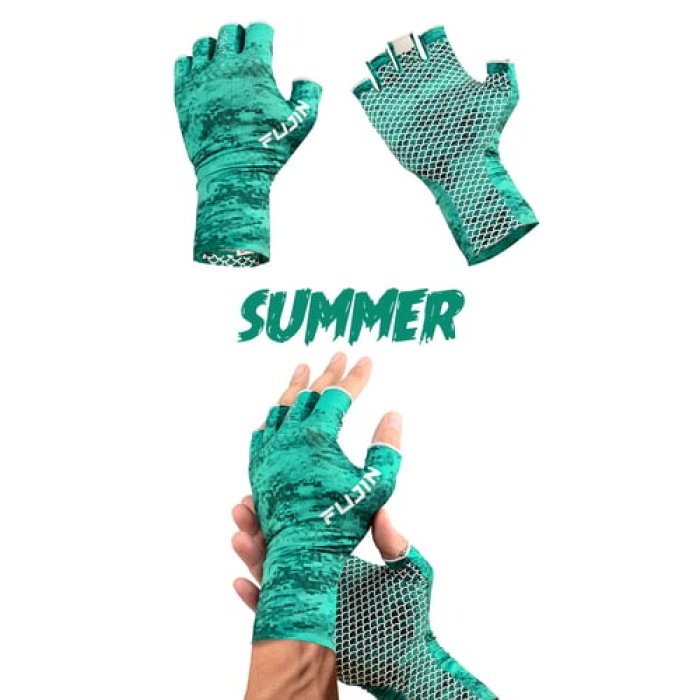 Fujin Pro Angler Summer Gloves Green