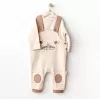 Adventurous Bear Bebek Salopet Takım Beige