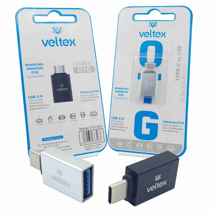 TYPE-C To Usb Metal  Dönüştürücü Otg Veltex VTX-503