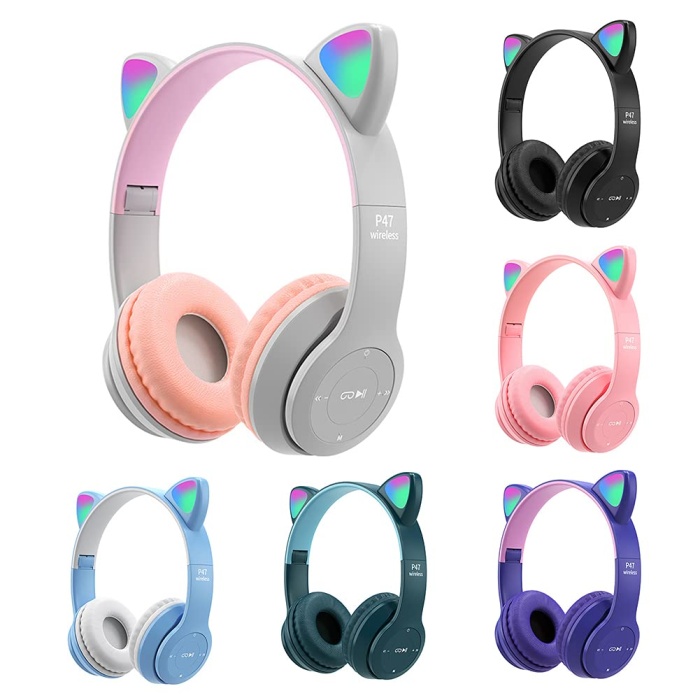 (Renkli) IŞıkli V5 Bluetooth Kulaklık Şarjli (Aux - Hafıza Kart) MZ47