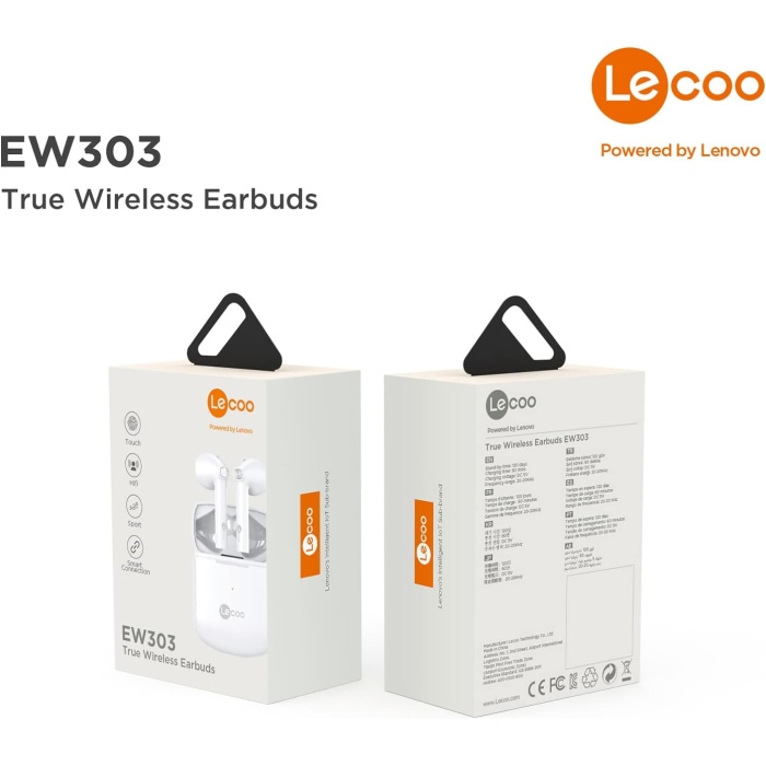 Lenovo Lecoo EW303 Bluetooth Kablosuz TWS Sıvıya Karşı Dayanıklı Geniş Uyumlu