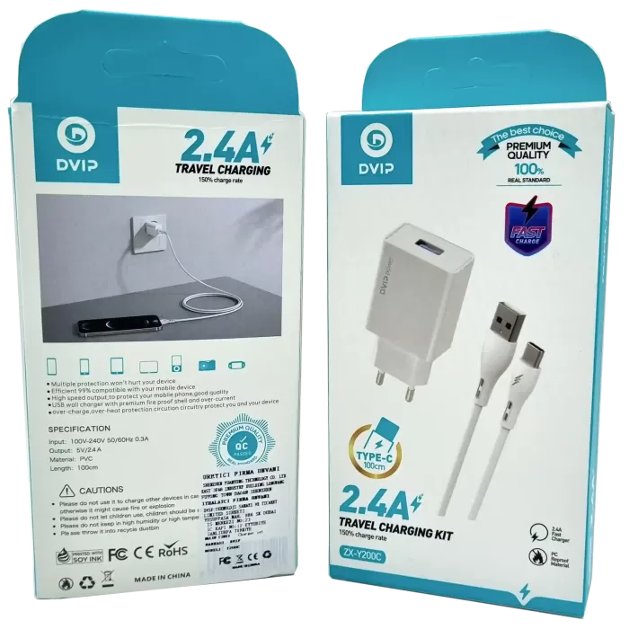 2.4A TYPE-C Usb Şarj Aleti Dvıp ZX-Y200C