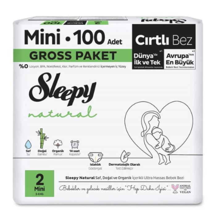 Sleepy Natural Bebek Bezi Gross Paket 2 Beden 3-6 Kg 100 Adet