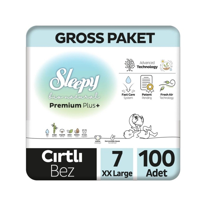 Sleepy Bio Natural Bebek Bezi Gross Paket 7 Beden 20-30 Kg 100 Adet