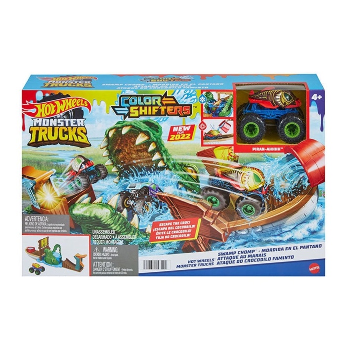 Hot Wheels Monster Trucks Renk Değiştiren Araçlar Timsahtan Kaçış Oyun Seti HGV14