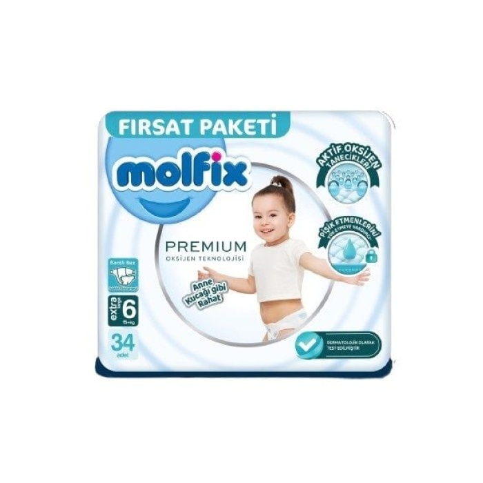 Molfix Premium Bebek Bezi Fırsat Paketi 6 Beden 15+ Kg 34 Adet