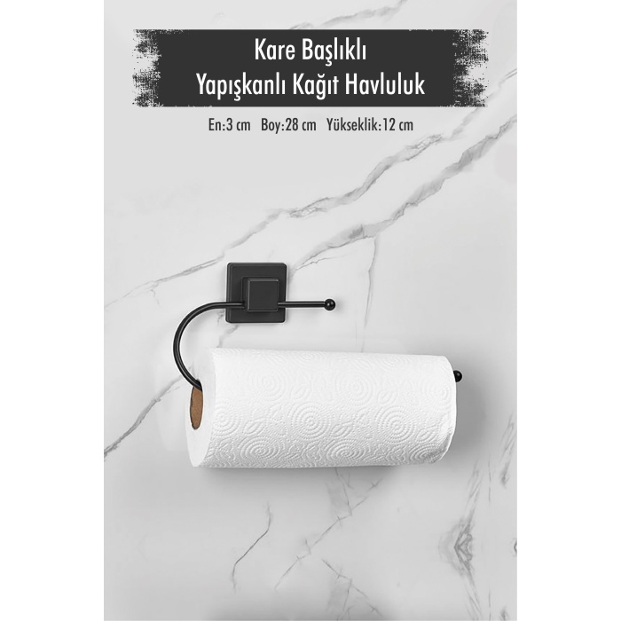 Yapışkanlı Kare Başlıklı Siyah Kağıt Havluluk