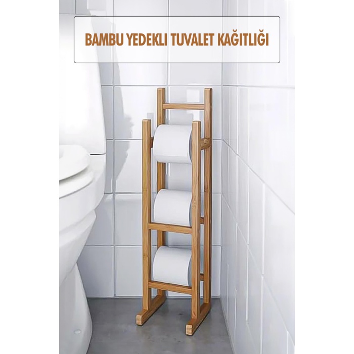 Doğal Bambu Yedekli Wc Kağıtlık
