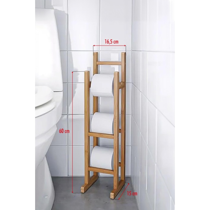 Doğal Bambu Yedekli Wc Kağıtlık