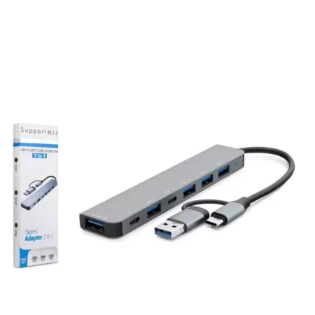 HADRON HDX7827 TYPE-C + USB3.0 HUB 4PORT USB2.0+1 USB3.0+2 PORT TYPE-C 7IN1 FÜME