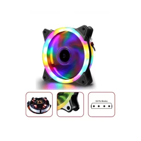 ZR-100 Rainbow Rgb Kasa Fanı 12CM Renkli Gökkuşağı Fanı 0.3A