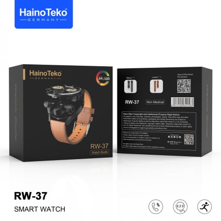 Hainoteko Rw-37 Dahili Bluetooth Kulaklıklı Deri+Silikon Çift Kordon Gt5 Buds Series Akıllı Saat