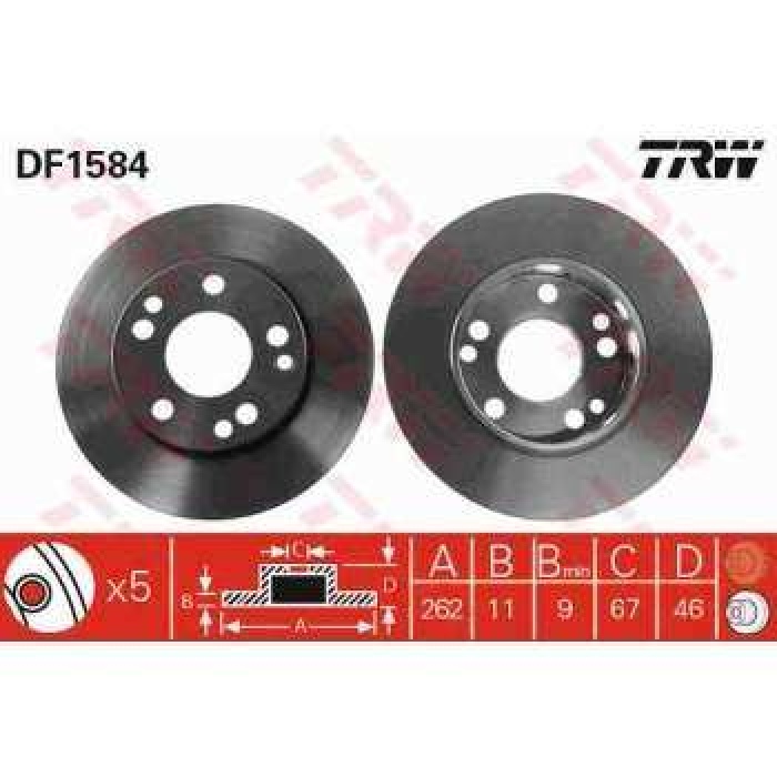 FREN DISKI ON 190 W201 85-93 - TRW DF1584