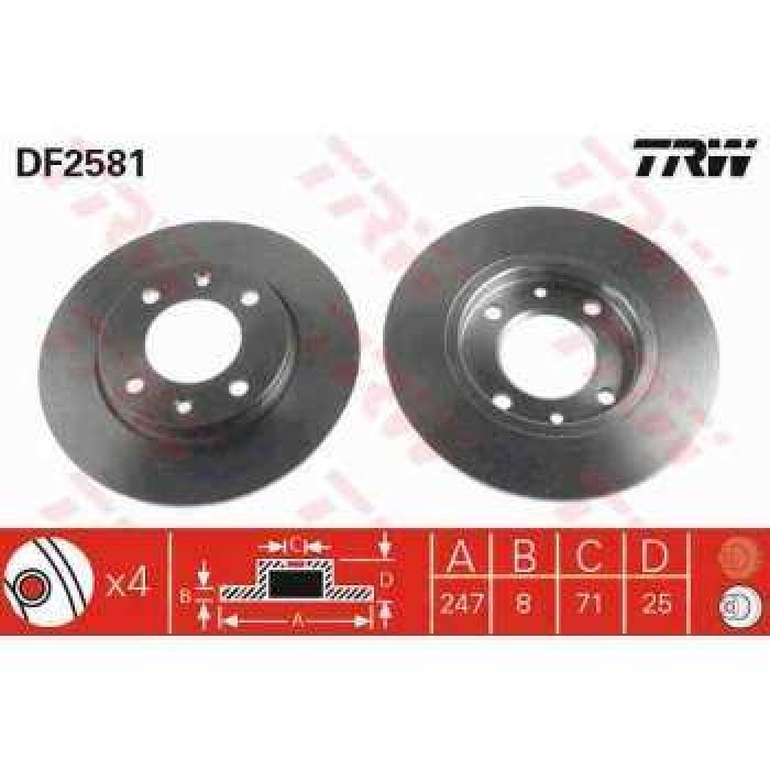 ARKA FREN AYNASI P106 1.6i-1.6iGTI 96---P306 1.8-2.0-2.0i-2.0GTI SEDAN 1.8i-2.0-2.0i 97--- - TRW DF2581