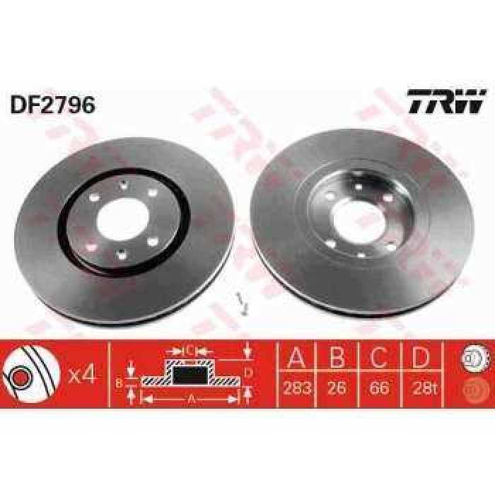 ON FREN AYNASI XANTIA 2.0I-2.1TD 95--P406 1.9-1.9TD-2.0 16V-2.0T-2.1TD-2.9 V6 24V 95- HAVALI - TRW DF2796