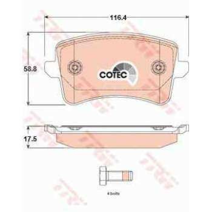 FREN BALATASI ARKA A4 08-15 A5 07- Q5 10-17 Q5 09-12 - TRW GDB1765