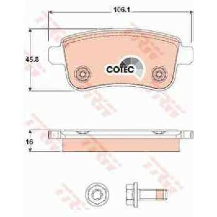 ARKA FREN BALATASI FLUENCE MEGANE III IV GRAND SCENIC III 1.4 - 1.6 - 2.0 16V - 1.5DCI 08- OTOMATIK EL FRENLI - TRW GDB1791