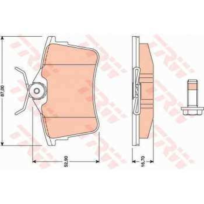 ARKA FREN BALATASI P308 SW 1.4 16V-1.6 16V-2.0-1.6HDI-2.0HDI 09-07--PARTNER TEPEE-PARTNER 1.6-1.6HDI - TRW GDB1799