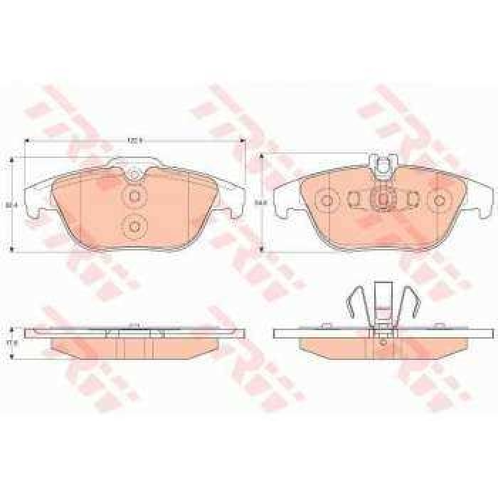 ARKA FREN BALATASI W204 C-CLASS VERSIYON 2 122.5 mm X 52.4 mm X 52.6 mm X 52.6 mm - TRW GDB2051