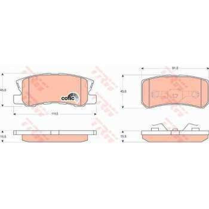 ARKA FREN BALATASI PAJERO II 2.5TD 12-90-04-00-PAJERO III3.5 V6 GDI 04-00-.3.2 DI-D 04-00-10-01 - TRW GDB3247