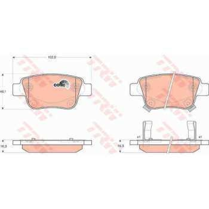 ARKA FREN BALATASI AVENSIS1.8-2.0-2.4 03.03- COROLLA D-4D 04-  - TRW GDB3337