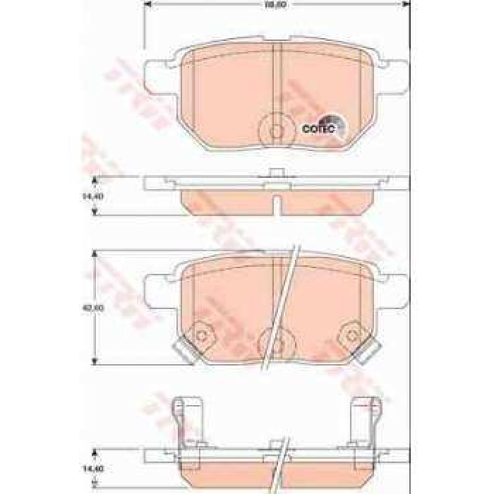 ARKA FREN BALATASI TOYOTA COROLLA AURIS 2007-- YARIS 1.0 1.3 2005-- VERSO 2009-- - TRW GDB3454