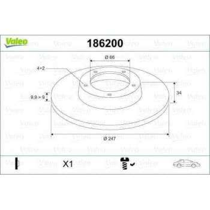 ON FREN DISK AYNASI P106 P206 P306 P205 P405 P309 ZX C15 SAXO 1.4 1.6 94-96-96 HAVA SOGUTMASIZ - VALEO 186200