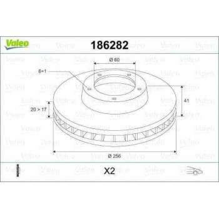 ON FREN DISKI HAVALI ASTRA F 1.8I CORSA B 1.6 GSI 16V 1.6I VECTRA A 1.7D 1.7 TD 1.8 1.8I - VALEO 186282