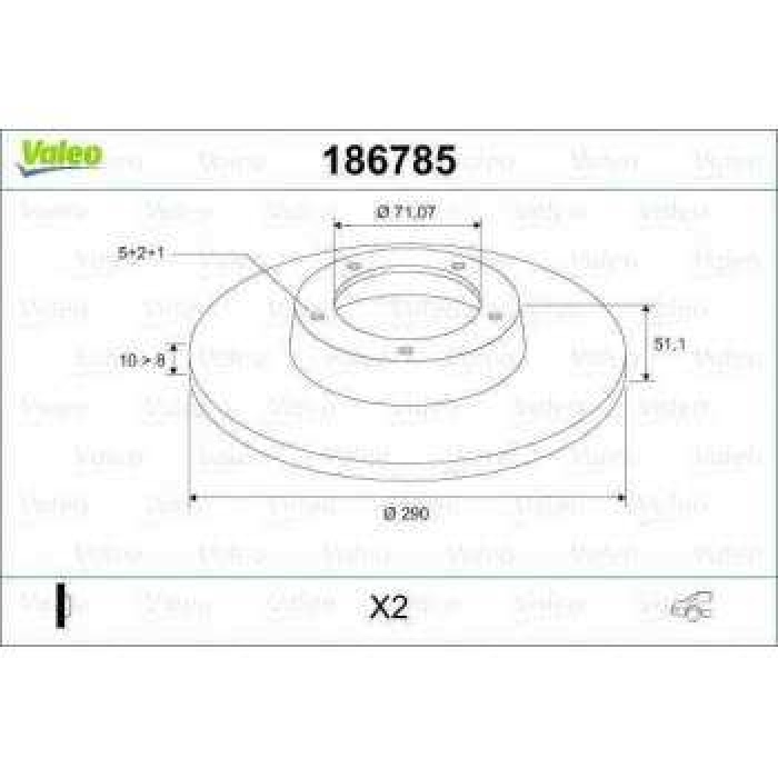 ARKA FREN AYNASI P607 2.0 2.0 HDI 2.2 HDI 2.7 HDI 3.0 V6 02 - 00-OLCU CAP290 KALINLIK10X5DL - VALEO 186785