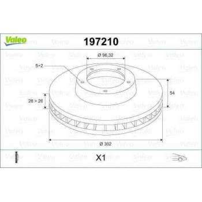 ON FREN DISK AYNASI HAVALI KIA SORENTO 2.5 CRDI 02- 302 X 28 X 26 X 96.3 X 54 - VALEO 197210