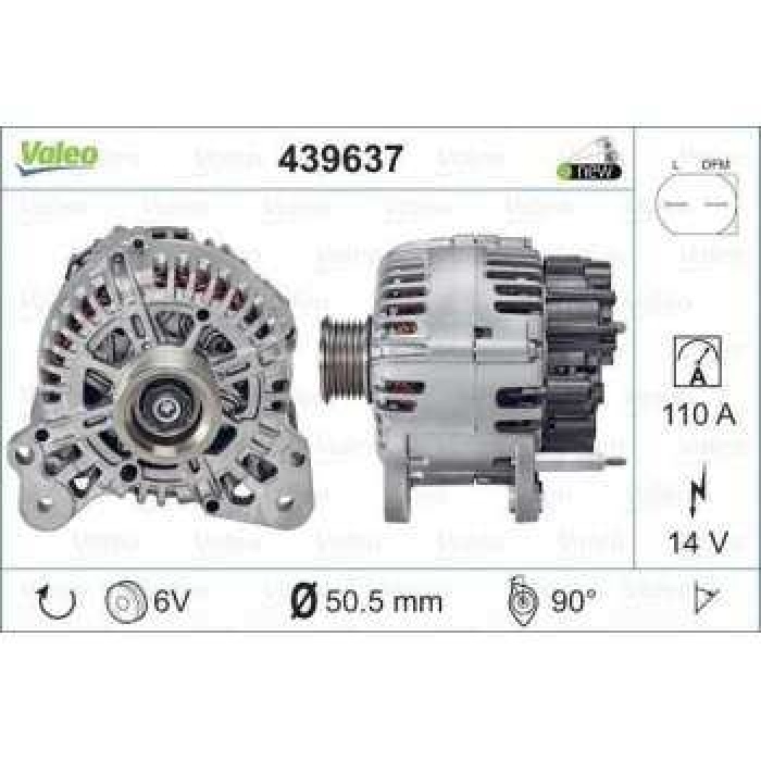 ALTERNATOR OCTAVIA-GOLF V-JETTA III-PASSAT 1.4 TSI - VALEO 439637