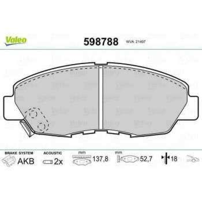 ON FREN BALATASI HONDA ACCORD 1990 1994 - VALEO 598788