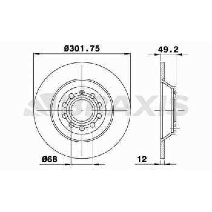 ARKA FREN DISK AYNASI A6 2.0 - 2.4 - 2.7 - 3.0 - 3.0 QUATTRO 05- - BRAXIS AE0214