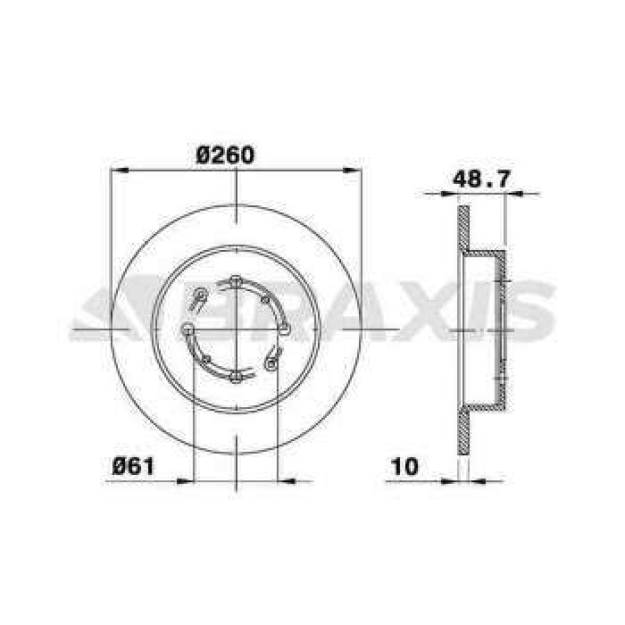 ARKA FREN DISK AYNASI DUZ CIVIC VI HB 01--06 260X4 - BRAXIS AE0562