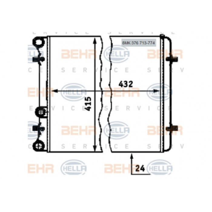 MOTOR RADYATORU  430X414.5X23  BORA LEON GOLF IV 99-06 TOLEDO 00-02 OCTAVIA 99-08 1.4I - 1.6I MANUEL - BEHR 8MK376713-774