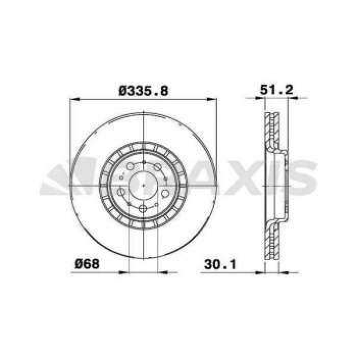 ON FREN DISK AYNASI HAVALI VOLVO XC90 2.5T-D5-T6 02-17 JANT 335.8x30x5DLxHAVALI - BRAXIS AD0972